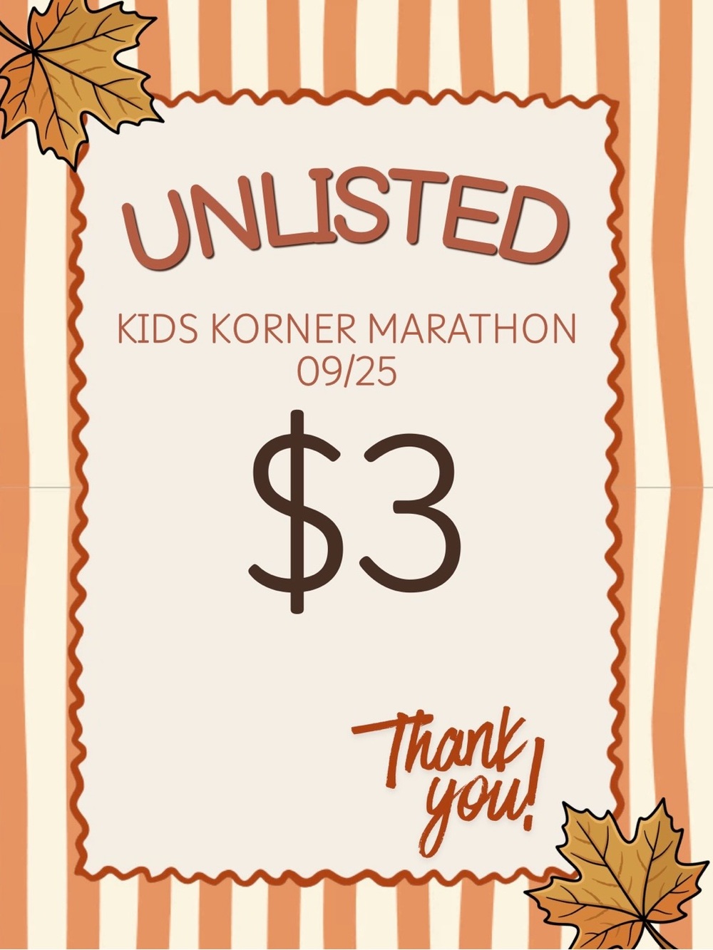 $3 KIDS KORNER 09/25 Unlisted item